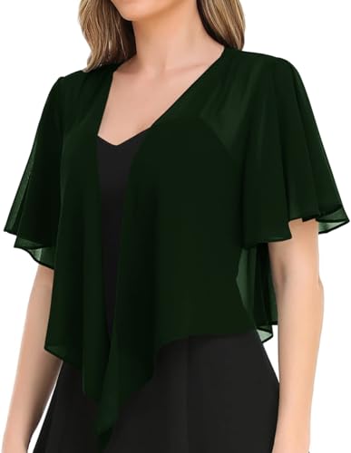 Image of Women's Solid Puff Sleeve Kimono Short Cardigan Loose Cover Up Casual Blouse Top Chiffon