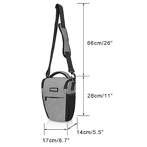 Image of Polyester D2 DSLR Camera Bag, Camera Case with Adjustable Shoulder Strap, Compatible for Nikon, Canon, Sony Cameras - Waterproof - Anti Shock (Grey)