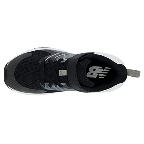 New Balance boys Rave V2 Hook and Loop Running Shoe, Black/White, 2 X-Wide Little Kid US4
