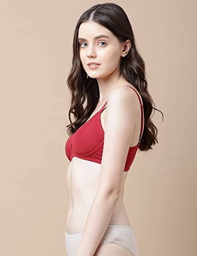 Image of Marks and Spencer Womens Cotton Mix Plain Sweetheart Neck Bra T33 3208K 38 B RED