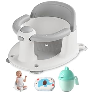 Baby Bath Seat for Babies 6 Months & up, Non-Slip Toddler Bath Seat for Baby & Newborn, Sit Up Bath Seat for Baby,Grey