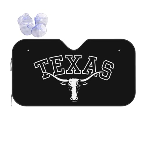 Texas Longhorn Lone Star State Texas Strong Car Windshield Sunshade Foldable Reflective Visor Sun Shade Keeps Your Vehicle Cool Fit for Cars, Trucks, and SUVs | Medium (55 x 29.9 in)