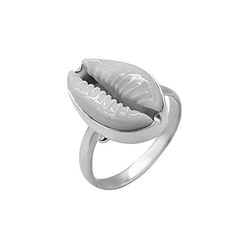 Bague coquillage cauri argent bijoux plage bohème nautiques