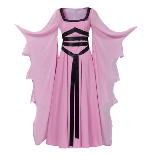 Lily Munster Cosplay Costume Pink Dress Gothic Vampire Bride Dress for Women (Pink L)