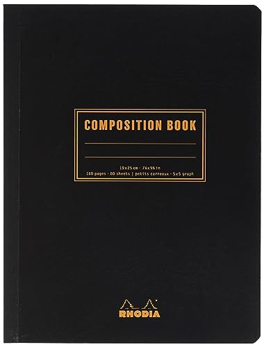 Cahier petits carreaux Rhodia B5 noir dos toilé 160 pages papier Clairefontaine