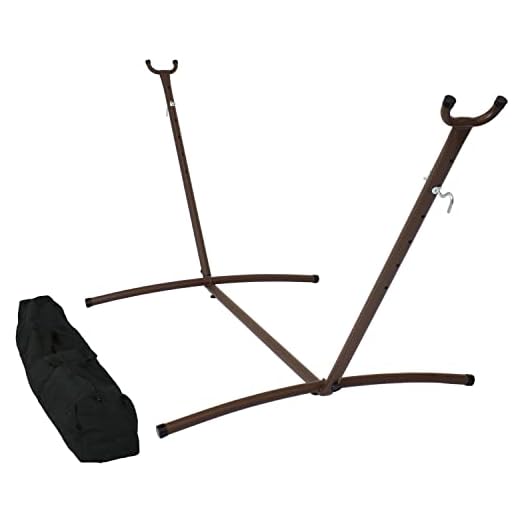 Sunnydaze Brazilian Portable 2 Person Hammock Stand Only with Carrying Case - Space Saving Steel Hammock Stand - Heavy-Duty 400-Pound Capacity - Bronze