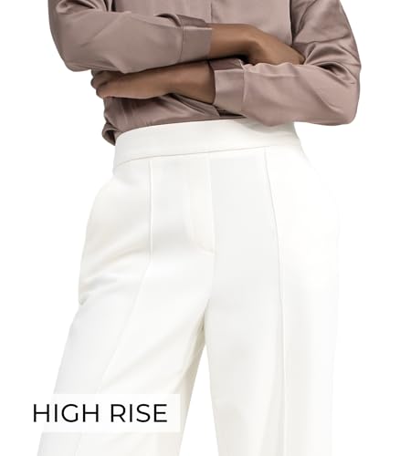 Off-White & Black Wide Leg Tuytsi Pants, Business Casual Trousers for Women2