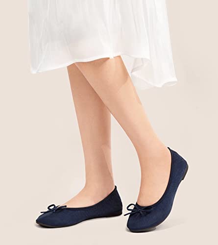 Greatonu Damen Geschlossene Ballerinas Flach Freizeit Tanzschuhe, Blau, 37 EU
