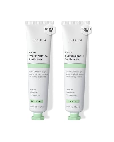 Image of Boka Fluoride Free Toothpaste, Nano Hydroxyapatite Toothpaste, Appropriate for Sensitive Teeth - for Adult Oral Care - Ela Mint Flavor, 1.3 Fl Oz 2Pk
