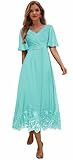 Turquoise Mother of The Bride Dress with Sleeves Lace Plus Size Formal Evening Dresses for Women US 18
