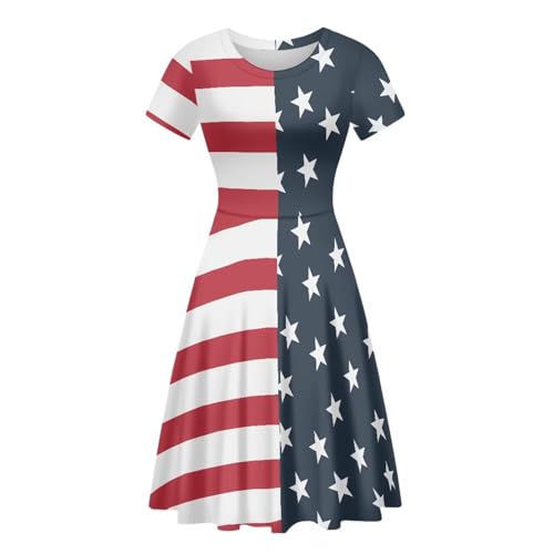 Image of AFPANQZ Womens Casual Summer Lightweight Vintage Dress Short Sleeve Midi Dress Knee-Long Luxury Formal Dress