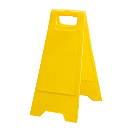 EberSign | Caballete Señalización Amarillo Doble Cara de Polipropileno Resistente | Cartel de Peligro Suelo Mojado o Mensaje Personalizable | Plegable con Asa para Transporte | 62 cm Altura