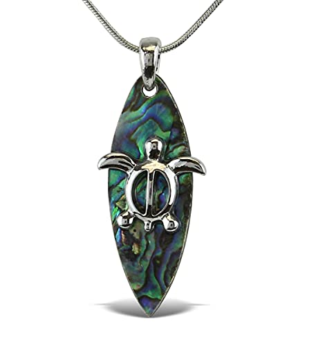 Aqua79 Surfboard Necklace With Paua Abalone