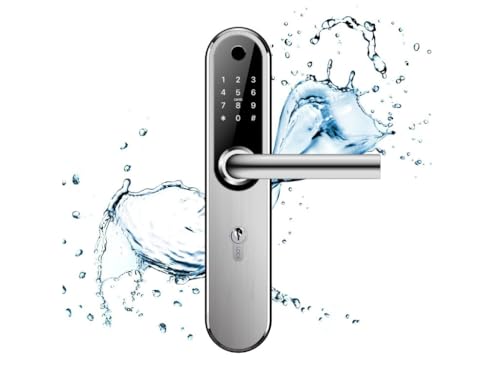 BOT Elektronisches Türschloss TTLock H1W, Silber, 72 mm – Wassergeschützt, Fingerabdruck, Bluetooth, Smart-Funktion