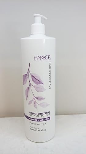 Harbor Natural Cosmetics, Moisturizing CONDITIONER, 33.8 fl oz 1,000ml Biotin & Argan Oil, Pack of One, White