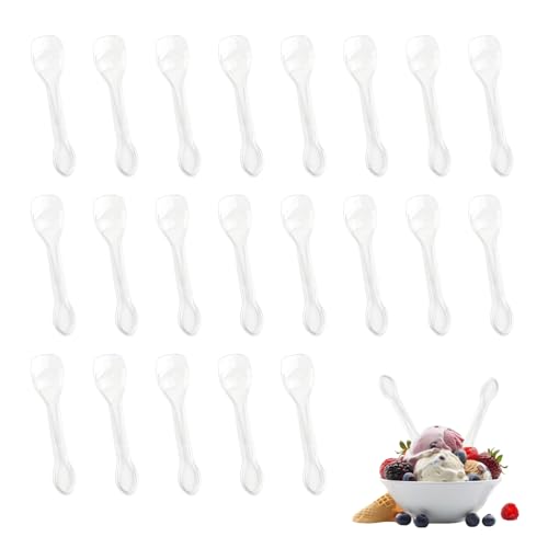 CllyCnny Mini Disposable Spoons for Desserts: 200Pcs Small Plastic Spoons Tiny Clear Sample Tasting Spoon 3.94 Inch for Ice Cream Dessert Cups Yogurt Appetizer