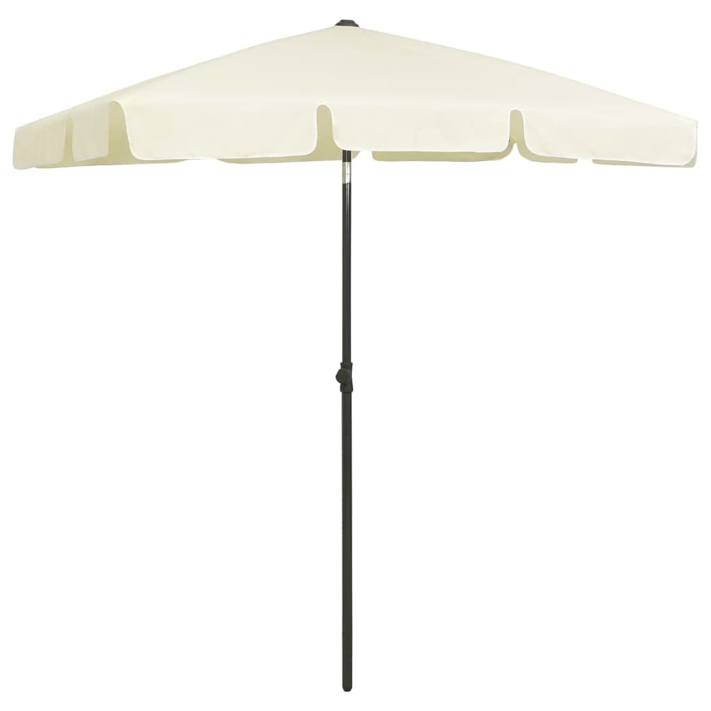 Parasol plażowy w kolorze piaskowo-żółtym, 180 x 120 cm, odporny na działanie promieni UV, z mechanizmem przechylania, na plażę i do ogrodu, wykonany z poliestru o
