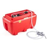 KING CHAO FOO 52 Gallon Gasoline Tank, Portable Gas Tank with 12V Electric Fuel Transfer Pump, Gasoline & Diesel Transfer Tank with 13ft Electric Wire & 3 Gears Padlock Manual Fuel Nozzle (Red)