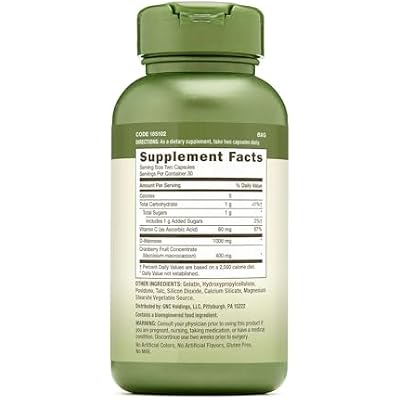 GNC Herbal Plus Cranberry D-Mannose, 60 capsules