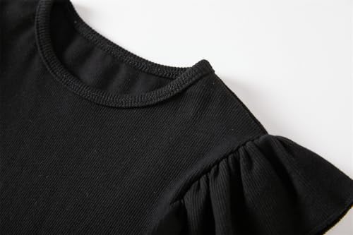 Image of Girls Long Sleeve T-Shirt Cotton Rib-Knit Tees Toddler Stretch Basic Warm Round Neck Tops