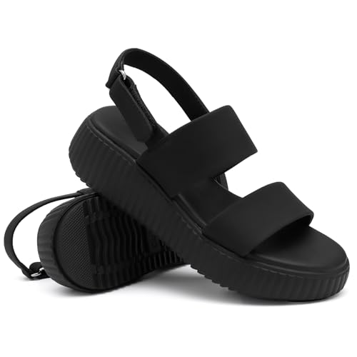 Rihero Women's Comfortable Walking Sandals Casual Summer Outdoor Open Toe Low Flatform Platform Wedge Sandals4