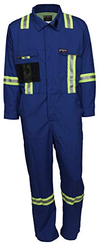 Image of MCR Safety Summit Breeze Flame Resistant FR Long Sleeve Coveralls, 7 oz Cotton, Reflective, Vents, Royal Blue, 52