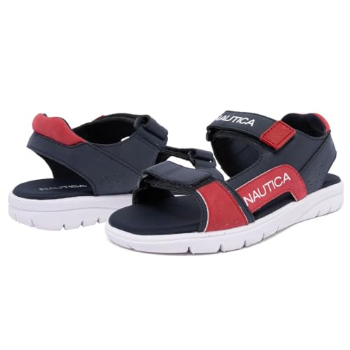 Image of Nautica Toddler Boys Sport Sandals - Lightweight Athletic Open-Toe Summer Shoes with Dual Adjustable Hook and Loop Straps for Outdoor Play, Beach, and Water