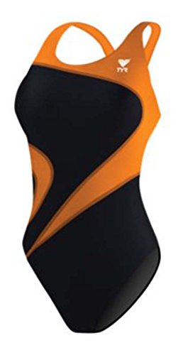 TYR Youth Alliance T-Splice Maxback Swimsuit, Black/Orange, 24
