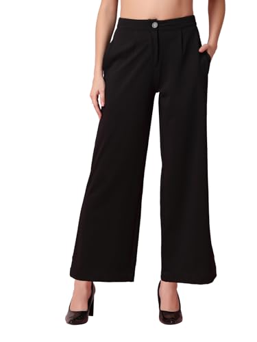 Image of OOMPH! Women's Straight Fit Mid Rise Korean Trousers|Trouser Pants for Women|Elegant Workwear for Office, College & Events|Trousers for Woman