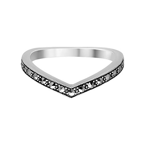 Gemondo USA Sterling Silver Marcasite V Ring