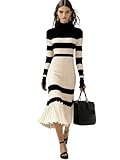 YiJIAP Women Knit Sweater Dress Medium Stretch,Fashionable,Wear Autumn Winter(Large) Apricot