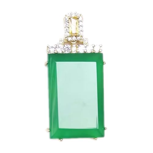 Collier jade vert feng shui femme en argent plaqué or S925 carré