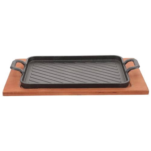 Kisangel Plancha De Cocina De Hierro para Barbacoa Al Aire Libre, Bandeja Rectangular Gruesa Doble Asa para Camping y Asar, Sartén Grill Resistente Calentamiento Uniforme, Utensilio Parrilla Portátil
