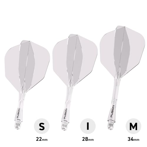 WINMAU Darts Fusion Integrated Flight & Shaft System - No.6 Shape & Design - Klare Farbe, Medium Länge