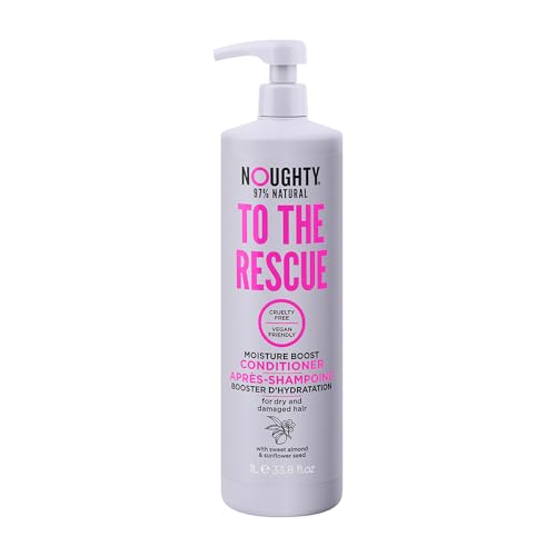 Noughty 97% Natural To The Rescue Moisture Boost Conditioner Sulphate Free Vegan Haircare Hydrating Formula for Dry & Damaged Hair with Sweet Almond and Sunflower Seed 1L
