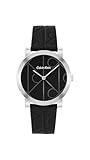 Calvin Klein Women’s CK Monogram Leather Watch, 32mm Case – Iconic Patterned Dial, Timeless Minimalist Style - Gift for Her