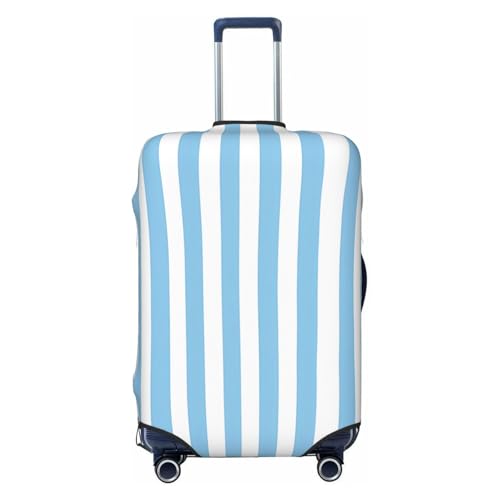 Blue Stripe Elastic Travel Luggage Cover, Washable Spandex Suitcase Protector, Anti-Scratch Fits 18-32 Inch