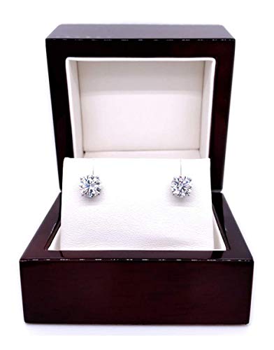1 1/2 Carat Moissanite Round Stud Earrings In 14K White Gold (J-K, 6 Mm, Cttw) 4-Prong Basket Screw Back By Diamond Wish #TOP5