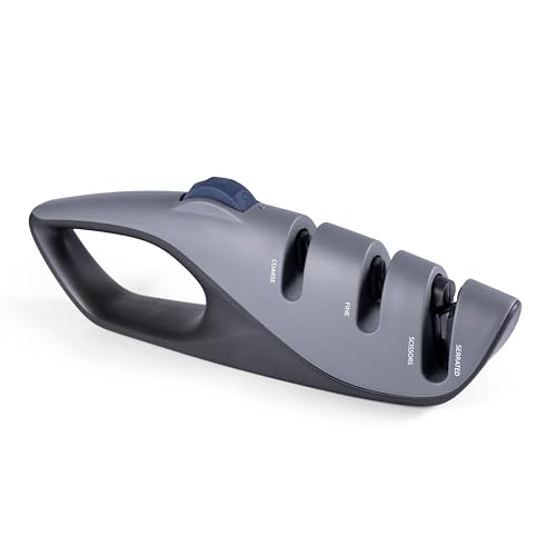 Aiguiseur de couteaux professionnel à 5 angles ajustés à 3 phases avec base design ergonomique idéal pour la plupart des couteaux de cuisine, à lame...