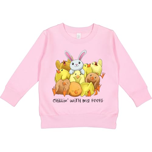inktastic Chillin' with My Peeps Cute Easter Chicks and Bunny Toddler Sweatshirt 3T Pink 41fc6
