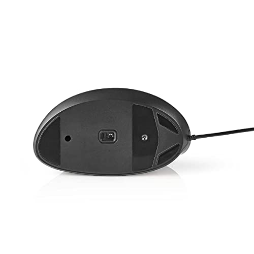 Nedis - Mouse Ergonomico Con Cavo - Manomano Destro - 6 Pulsanti - 3200 Dpi - Cavo Da 1,8 M - Nero - 6