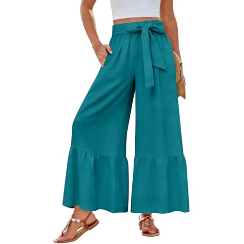 Pantalon fluide chic et élégant pour femme avec bas volanté raffiné