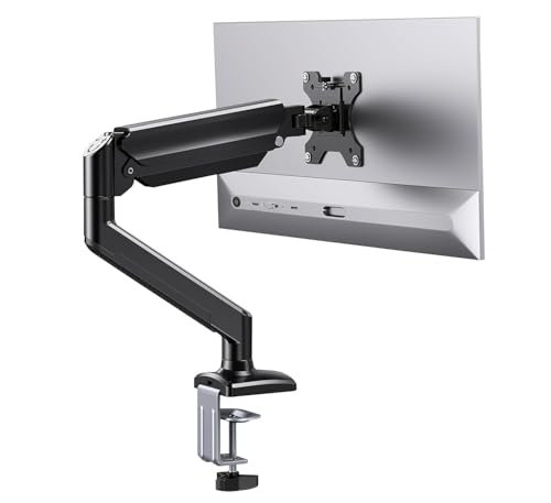 Image of Robustt Single Arm Gas Spring Monitor Stand | Arm For 17-32 inch Monitor | Full Motion Monitor Desk Mount With 70 To -45 Tilt, 180 Swivel And Full Rotation | Vesa 75x75 To 100x100mm | 10 Kg Capacity