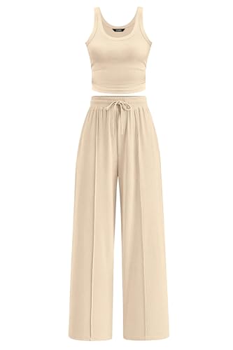 CFLONGE Summer Two Piece Sets for Women Casual Lounge Sets