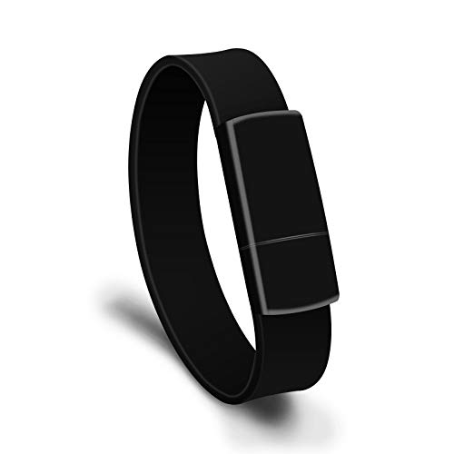 QGT USB Flash Drives 4GB USB 2.0 Fashion Bracelet Wristband U Disk (Black) (Color : Black)-image-24
