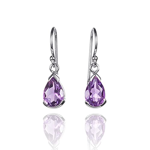 Namana Boucles d'Oreilles Argent pour Femme et Fille avec des Amethystes, Boucles d'Oreilles Pendantes en Amethyste en Argent Massif 925, Boucle d'Oreille en...