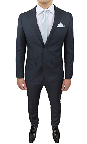 abito completo uomo Abito Completo Uomo Sartoriale Class Elegante Vestito Smoking Formale Cerimonia (54, Grigio Scuro)