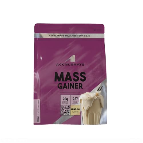 Accelerate Nutrition - 1000 gramos - Mass Gainer Vainilla - Batido de aumento de peso para el crecimiento y la recuperación muscular