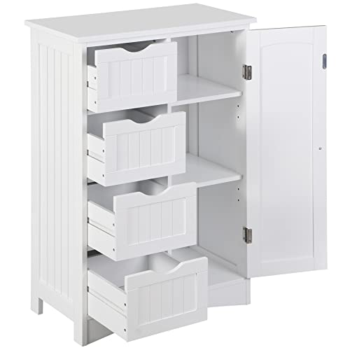 Super Deal Freestanding Bathroom Floor Storage Cabinet With 4 Drawers And Adjustable Shelves thumb #6
