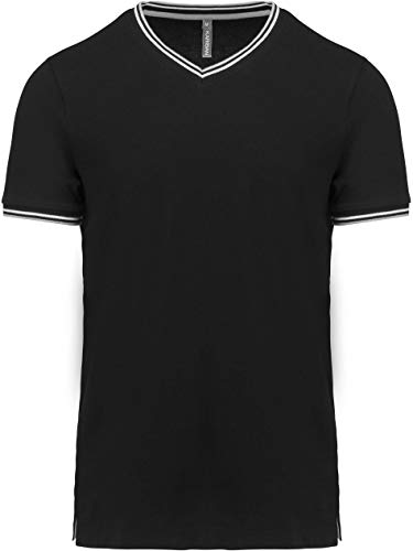 Kariban T-Shirt Maille piquée col V Homme - Black/Light Grey/White, XXL, Homme Cover